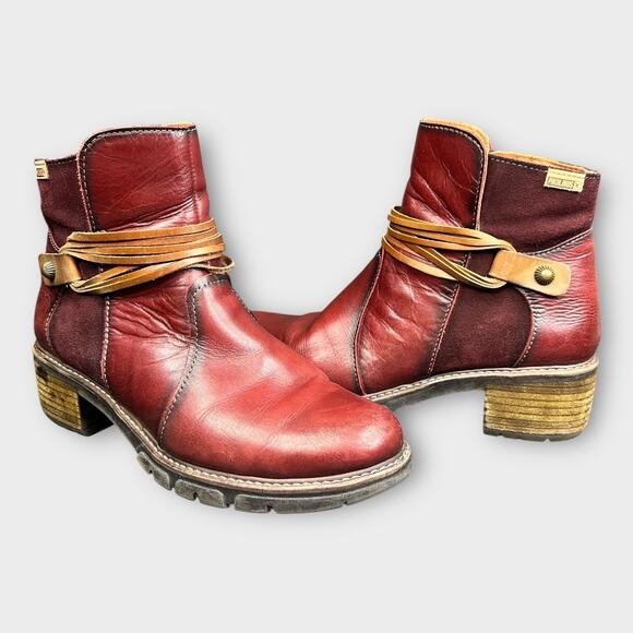 Pikolinos Womens size 39 8.5 Arcilla San Sebastian Lace Up Leather Ankle Boots